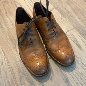 George Esquivel Vanas Oxford Lace-Up Cognac Leather Men size 8.5 handmade Unique